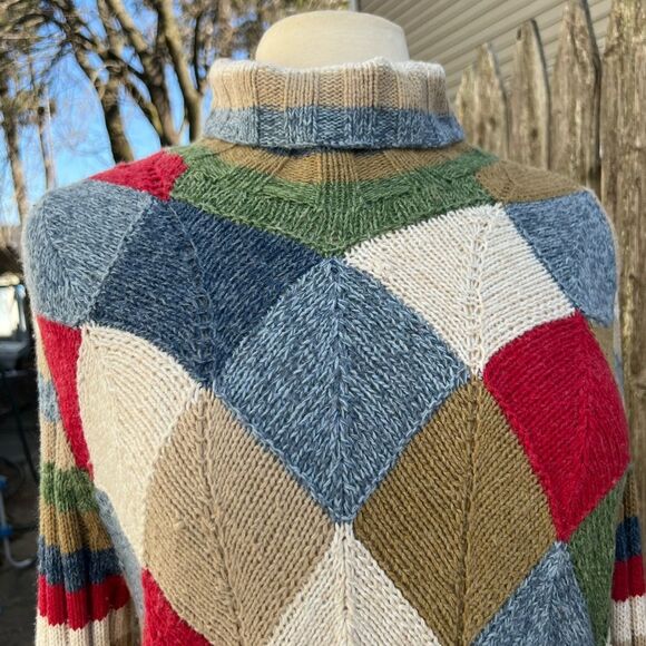 David Brooks Colorful Argyle Knit Sweater Size XL - Picture 3 of 9